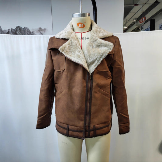 Chaqueta Casual Retro de Gamuza Marrón para Hombre - Otoño e Invierno - Image 2