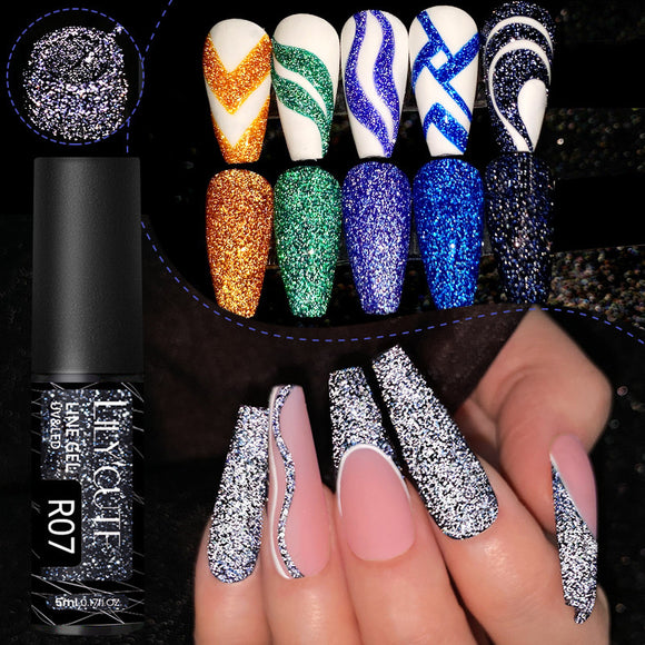Gel de Uñas Efecto Espejo Brillante con Lentejuelas Reflectantes