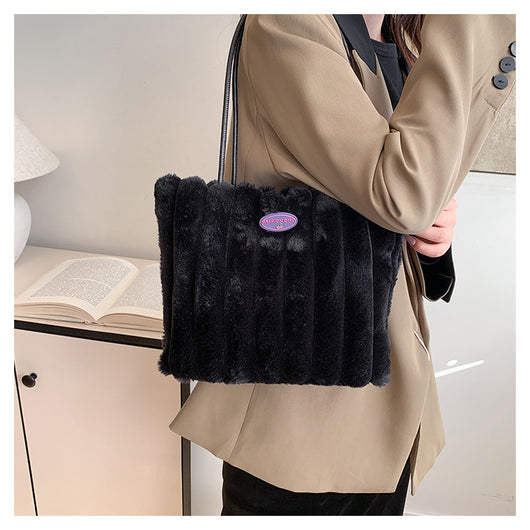 Bolso Tote Grande de Felpa para Otoño e Invierno - Image 33