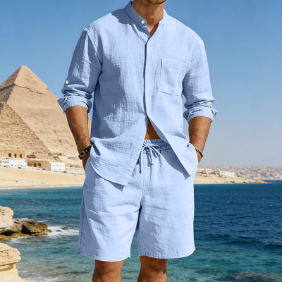 Conjunto de Camisa y Shorts de Lino para Hombre - Image 40