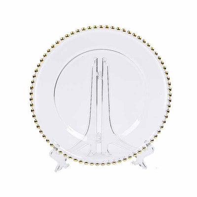Plato de Vidrio Decorativo con Cuentas Doradas - Image 3
