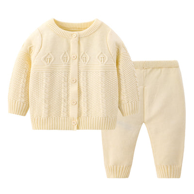 Conjunto Infantil de Cardigan y Pantalón de Punto Liso - Image 3