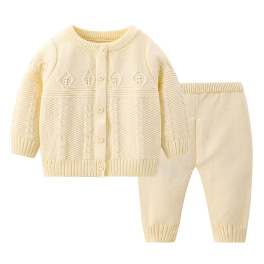 Conjunto Infantil de Cardigan y Pantalón de Punto Liso - Image 3