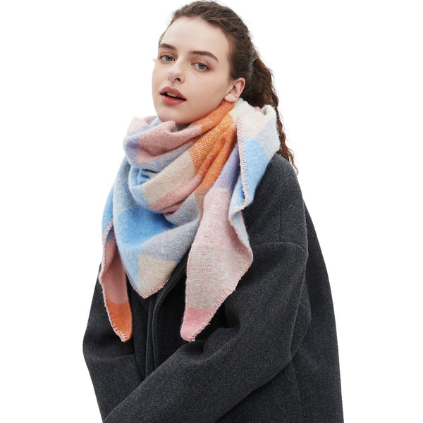 Chal Triangular de Lana Texturizada para Otoño e Invierno