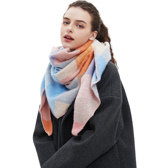 Chal Triangular de Lana Texturizada para Otoño e Invierno