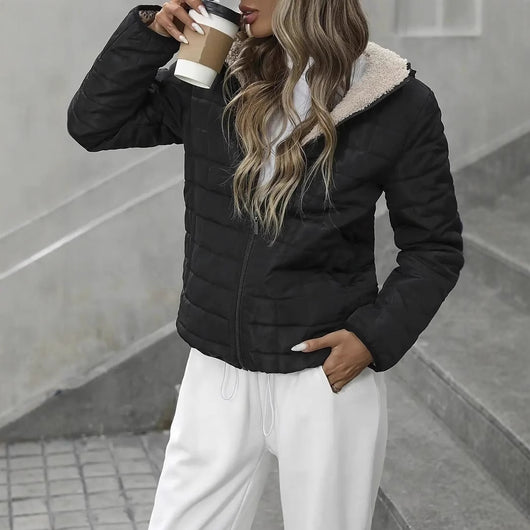 Chaqueta Acolchada de Algodón con Cuadros Escoceses para Mujer - Image 5
