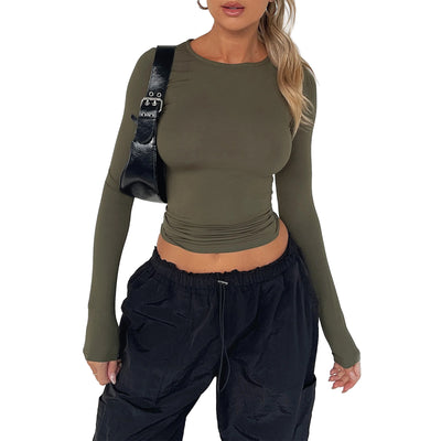 Blusa Ajustada de Manga Larga con Corte Irregular - Image 12