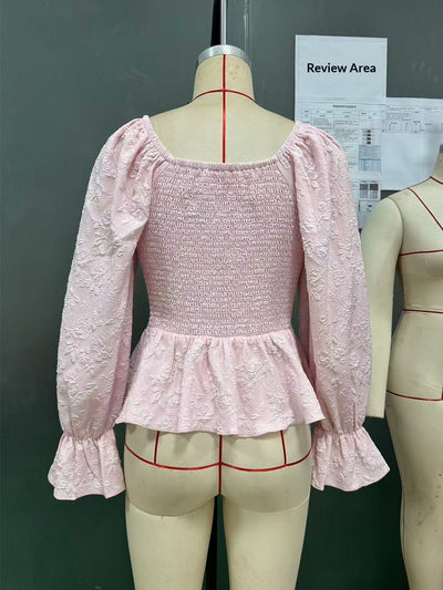 Blusa Elegante Cuello U Estilo Francés con Mangas Largas - Image 10