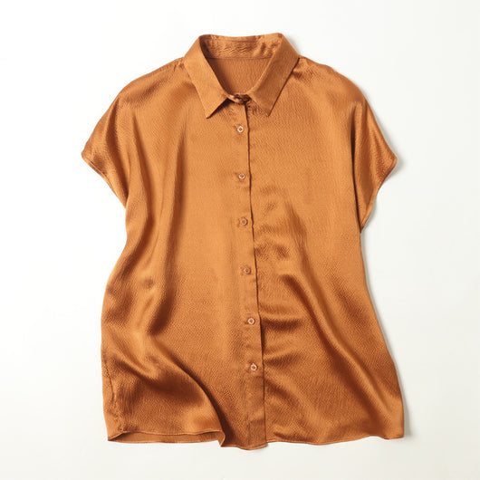 Camisa de Satén Perla con Cuello Invertido Abotonadura Simple - Image 2