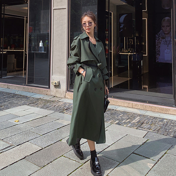 Abrigo Vintage Militar Verde Gabardina Doble Botonadura