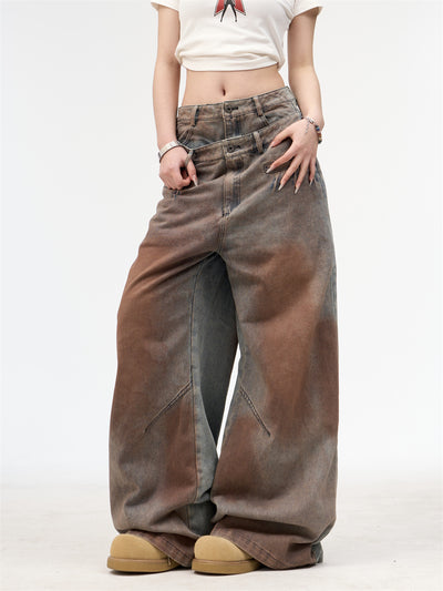 Jeans Retro Americano Cintura Doble Efecto Lavado para Mujer - Image 8