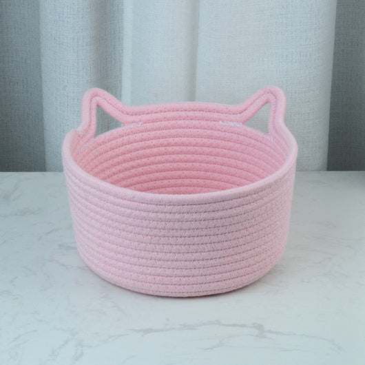 Canasta de Almacenamiento Tejida a Mano con Orejas de Gato - Image 19