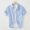 Camisa Casual de Algodón y Lino con Cuello Cuadrado para Hombre