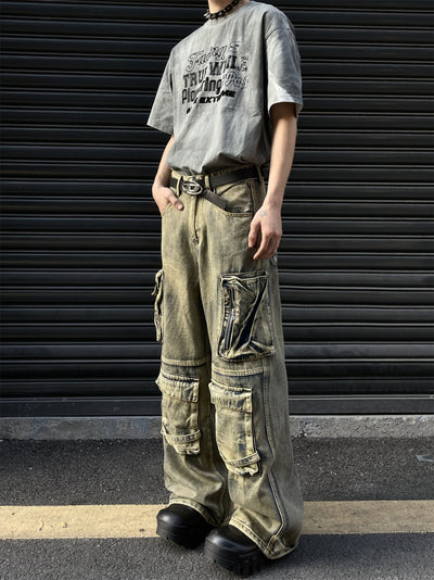 Pantalón Vaquero Retro Tipo Workwear con Bolsillos y Pierna Ancha - Image 6