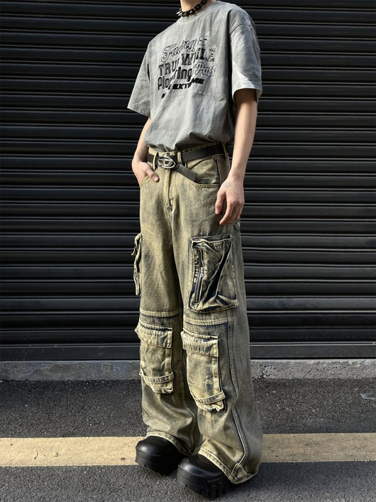 Pantalón Vaquero Retro Tipo Workwear con Bolsillos y Pierna Ancha - Image 6