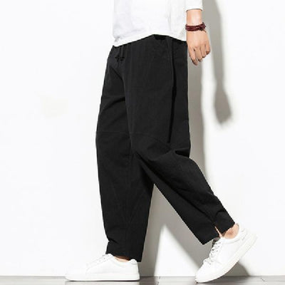 Pantalones de Lino Sueltos Estilo Chino para Hombre