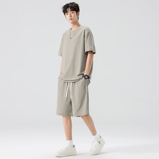 Conjunto de Pantalón y Camiseta Ice Silk para Hombre - Color Sólido - Image 8
