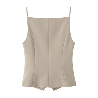 Blusa Elegante Ajustada con Tirantes - Estilo Europeo y Francés - Image 4