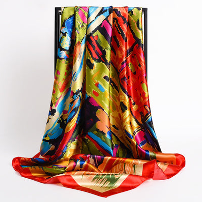 Abanico Retro Plegable 90cm con Pañuelo de Seda Simulada para Damas - Image 33
