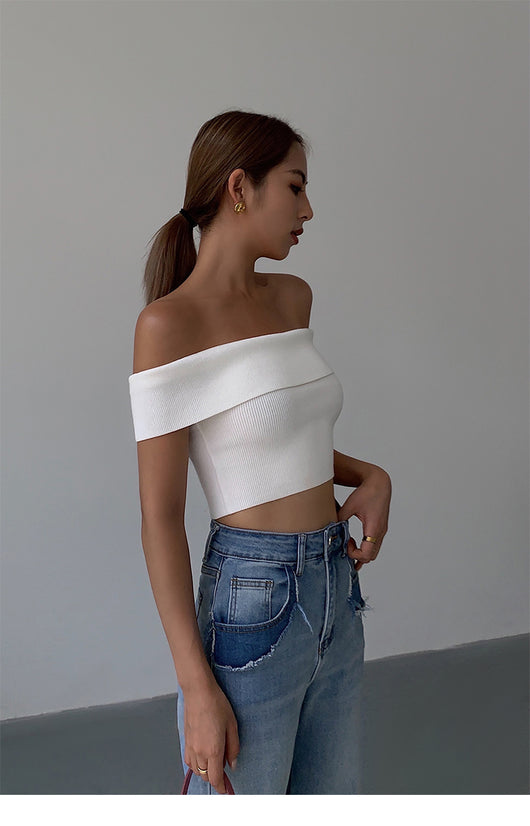 Top Tejido Asimétrico Cropped para Mujer - Image 8