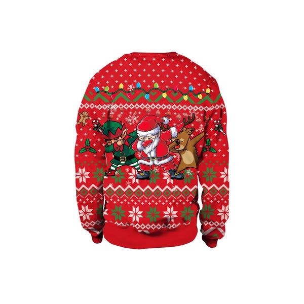 Suéter Navideño Unisex con Estampado 3D de Cuello Redondo