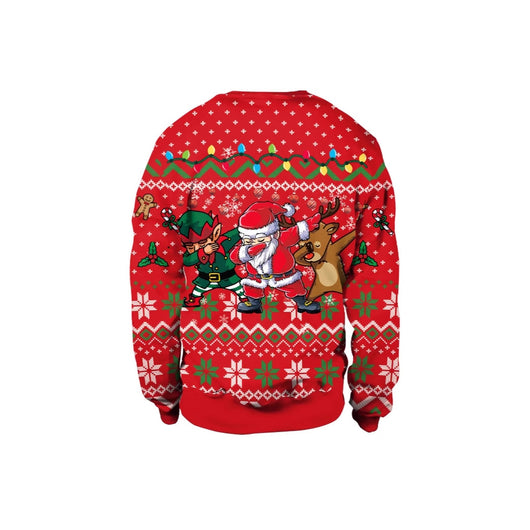 Suéter Navideño Unisex con Estampado 3D de Cuello Redondo