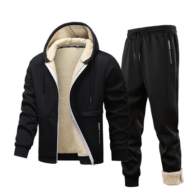 Conjunto de Abrigo Acolchado para Hombre con Sudadera con Capucha y Chaqueta Forrada - Image 2