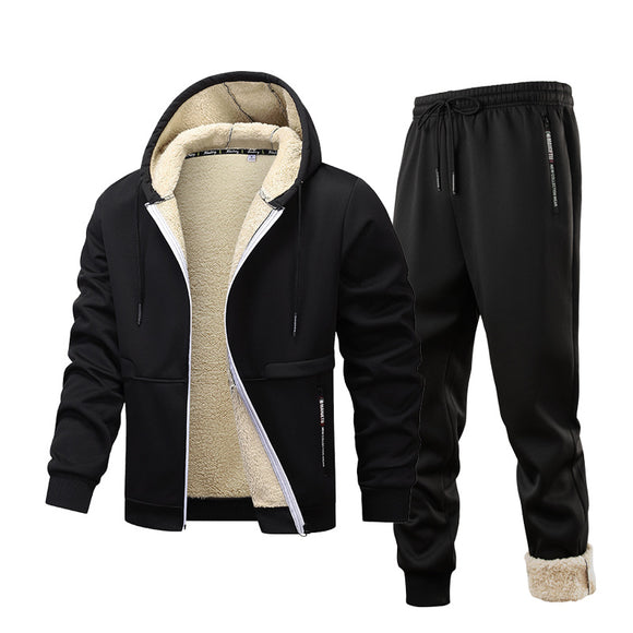 Men's Quilted Coat Set with Hoodie and Lined Jacket