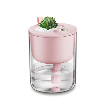 Creative small ecological humidifier with a succulent plant and white stones on top, featuring a clear water tank. - Image 10