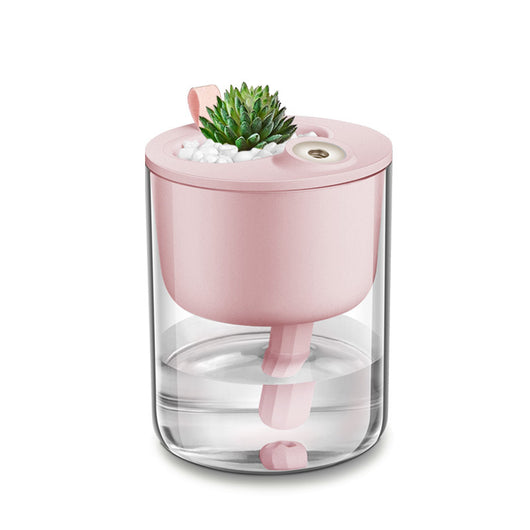 Creative small ecological humidifier with a succulent plant and white stones on top, featuring a clear water tank. - Image 10