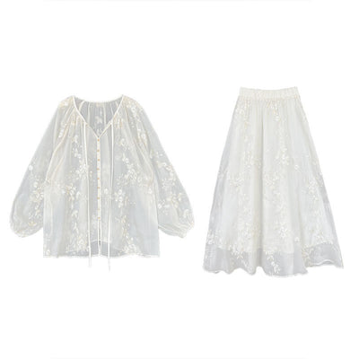 Vestido Camisero Bordado Estilo Chino Midi - Image 6