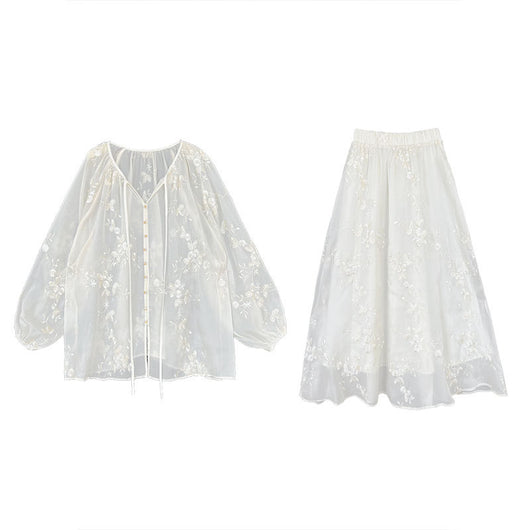 Vestido Camisero Bordado Estilo Chino Midi - Image 6
