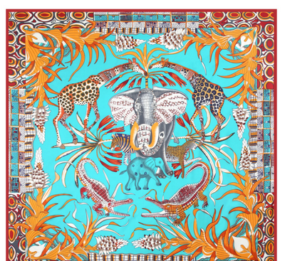 Pañuelo de Seda Twill Estampado Flores y Aves Jungle 130cm Protección Solar - Image 20