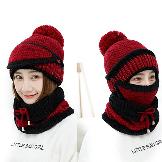 Gorro Cálido de Lana y Terciopelo con Cuello Integrado - Image 3