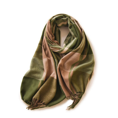 Bufanda de Cashmere Artificial Gruesa y Cálida con Flecos - Image 8