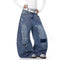 Jeans Curvy Desgastados con Parches Lavado Vintage