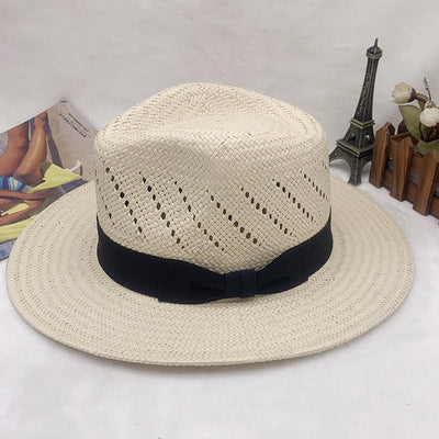 Sombrero Jazz de Paja con Cinta Rayada y Ala Plana - Image 14