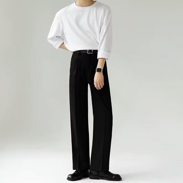 Pantalones de Corte Recto Sin Planchado con Caída Elegante