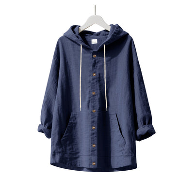 Camisa de Lino Holgada para Hombre - Minimalista de Manga Larga - Image 21