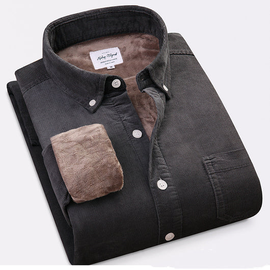 Camisa de Pana de Algodón Puro Cálida de Manga Larga para Hombre - Image 8