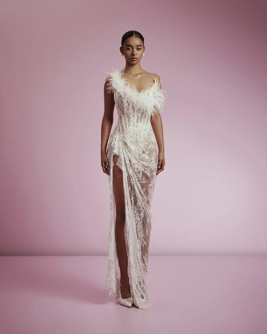 Vestido de Fiesta Elegante con Escote Tubo y Abertura Alta - Image 8