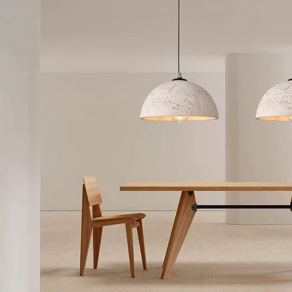 Mesa de Comedor Retro + Lámpara de Techo Minimalista