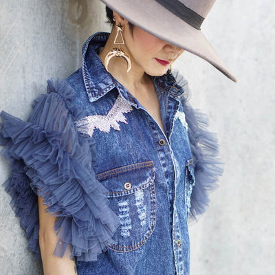 Chaqueta Denim Deshilachada para Mujer - Image 6