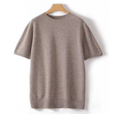 Suéter Tejido Manga Corta Hombre - Camiseta Casual Color Sólido - Image 11