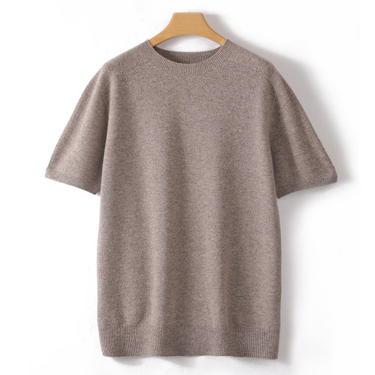 Suéter Tejido Manga Corta Hombre - Camiseta Casual Color Sólido - Image 11