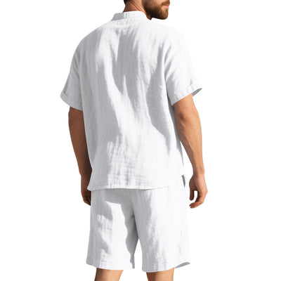 Traje de Lino Americano para Hombre - Dos Piezas Cuello Mao Playa Verano - Image 21