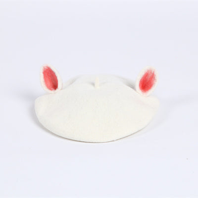 Boina de Lana Artesanal Blanca con Orejas de Gato - Estilo Pintor - Image 11