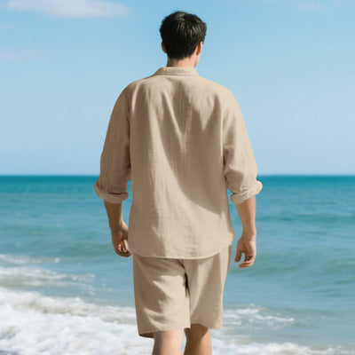 Conjunto de Playa: Camisa Manga Larga y Shorts Casuales - Image 24