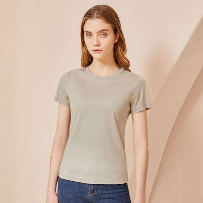 Blusa Fresca de Algodón y Seda de Gusano para Mujer - Manga Corta Verano