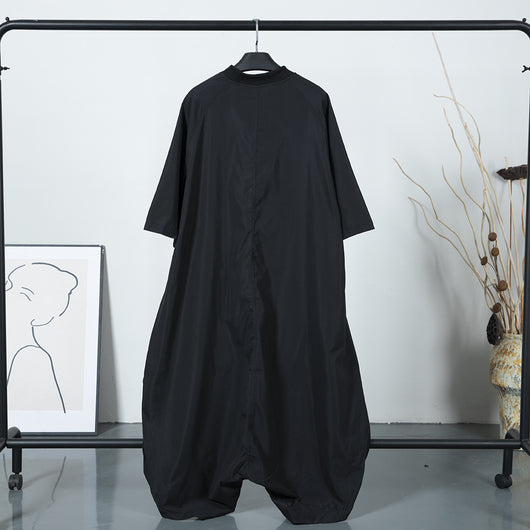 Jumpsuit Negro Suelto para Mujer con Mangas Murciélago - Image 12